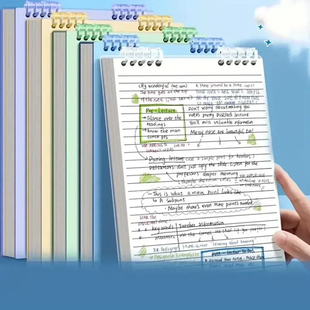 Cuaderno A5 de 60 hojas gruesas, encuadernación en espiral, cuadernos de hojas sueltas con páginas de líneas para Bloc de notas, folleto en espiral, papelería de oficina