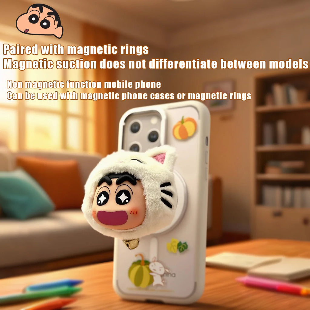 Crayon Shinchan Soporte para teléfono con muñeco de peluche lindo 360 °   Soporte para teléfono de oficina portátil giratorio, escalable y plegable