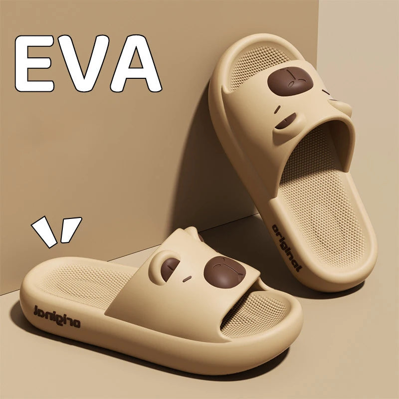 Capybara slippers with cute designs, non-slip slides for indoor and outdoor use, thick and soft EVA soles, Kawaii shoes