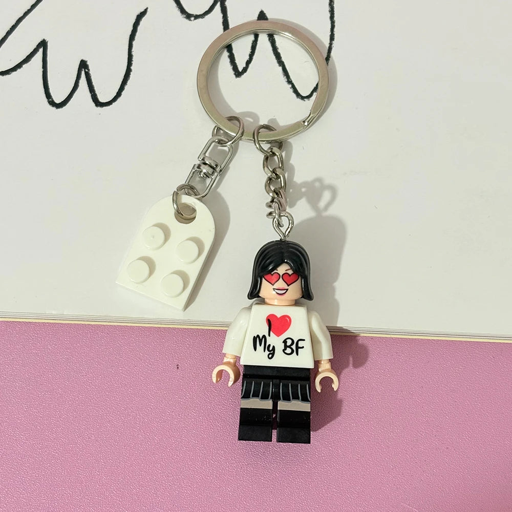 Juego de llaveros hechos a mano I Love My Boyfriend/Friendly, llavero con colgante de figura bonita para mochila, regalo para pareja, accesorios de Cosplay - CR mark