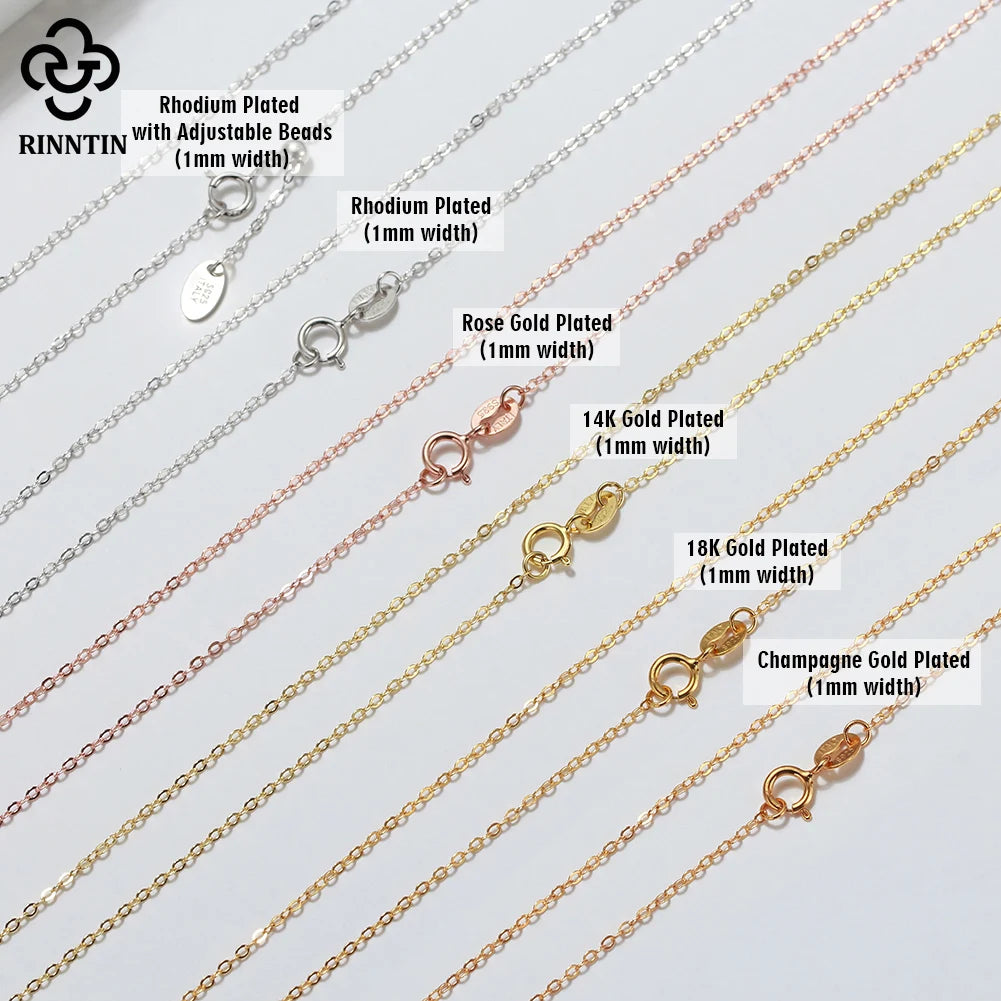 Rinntin-collar de cadenas de eslabones de Cable para mujer, de Plata de Ley 925 de oro de 18K, accesorios de cadena de cuello fino, joyería SC06 - CR mark