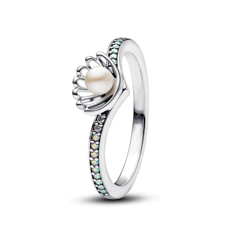 Anillo de corona de princesa brillante clásico de Disney, anillo en forma de corazón con lazo rojo, adecuado para fiesta de boda, joyería Original femenina, regalo DIY