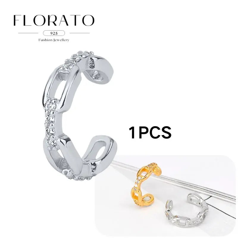 Chapado en oro de 24 quilates/925 plata cristal circón sin oreja Piercing Clips para las orejas minimalista CZ Clips para las orejas joyería de moda Popular para mujeres - CR mark