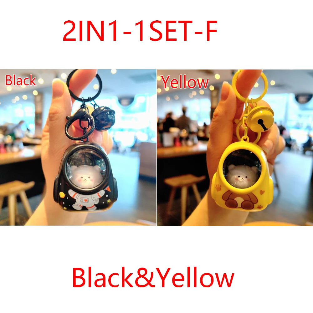 Cute Glowing Bear Keychain, Light Up Cat Night Light, Starry Sky Backpack Keychain, Lovely Handbag Keychain for Mobile Phone, Pendant Gifts