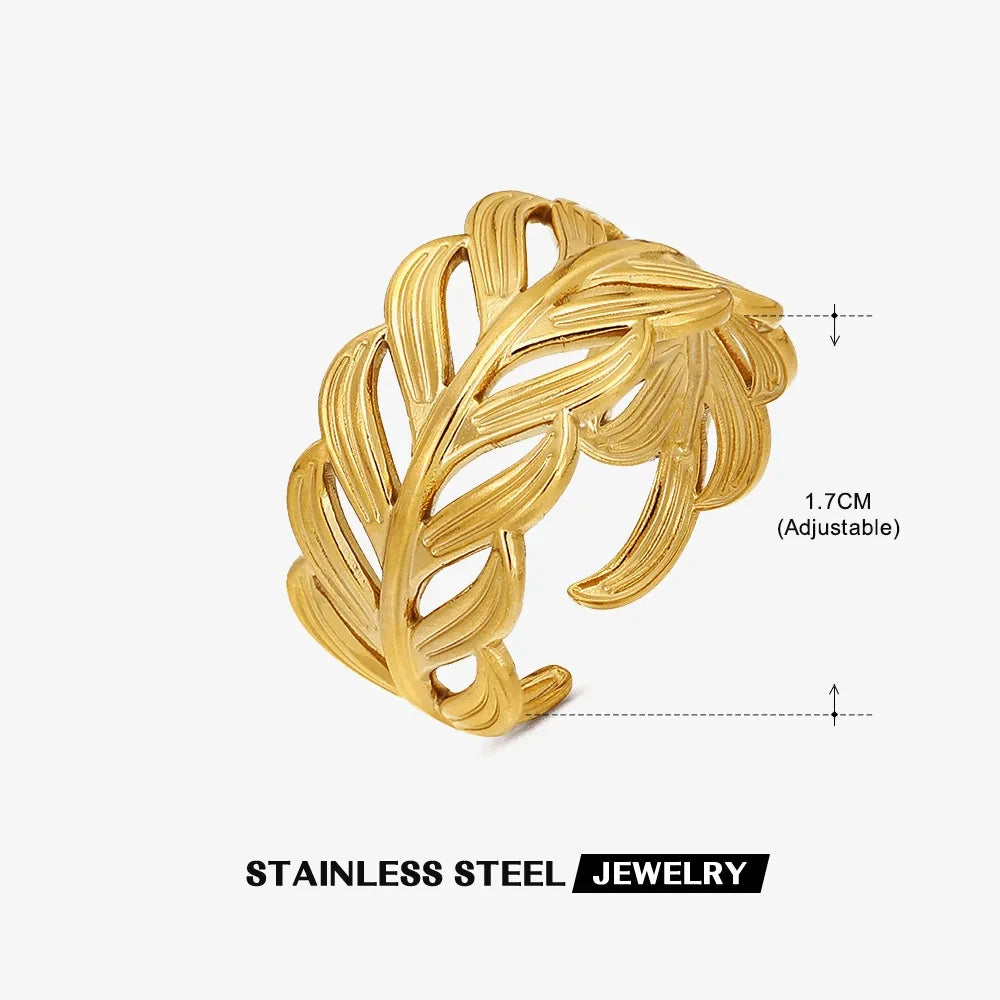 Anillos de concha de acero inoxidable 316L para mujer, anillos abiertos ajustables de Color dorado, joyería femenina, regalos de bodas, nueva moda