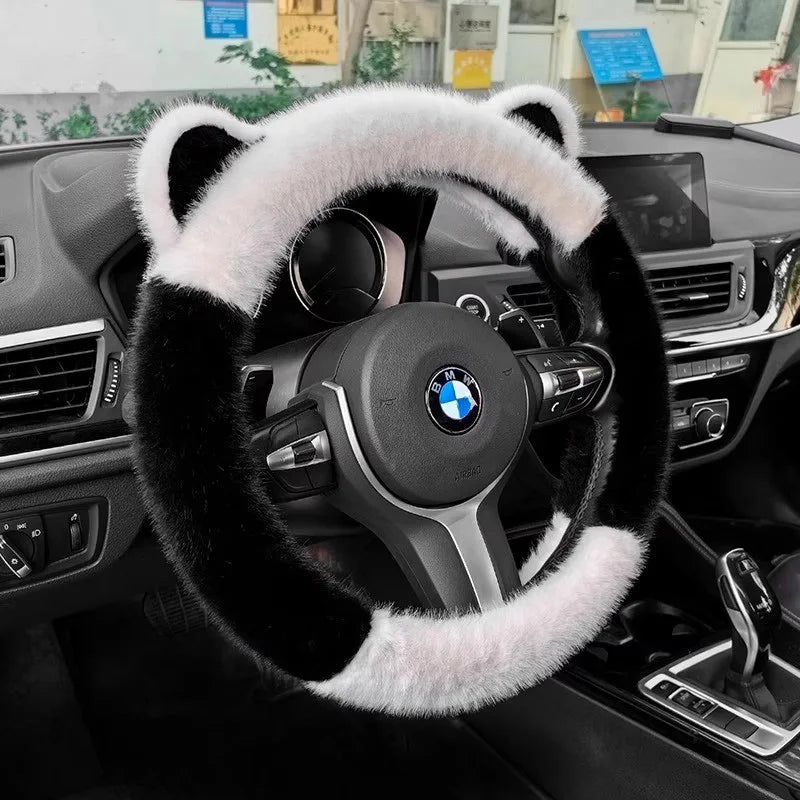 38cm Car Steering Wheel Protector, Cute Warm Plush Non-Slip Car Steering Wheel Cover, Interior Accessories Multicolor