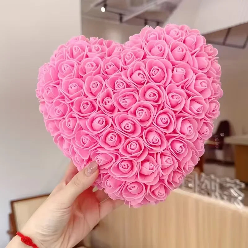 Rosa artificial en forma de corazón 3D de 15cm, adecuada para regalos de San Valentín, Día de los Maestros y cumpleaños, 1 ud.