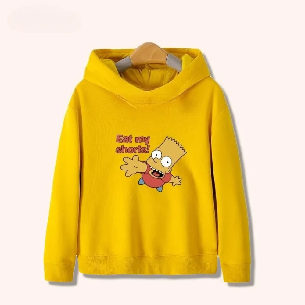 Ropa deportiva infantil de dibujos animados de Simpsons para hombres y mujeres, top cálido con capucha para niños a juego para otoño e invierno