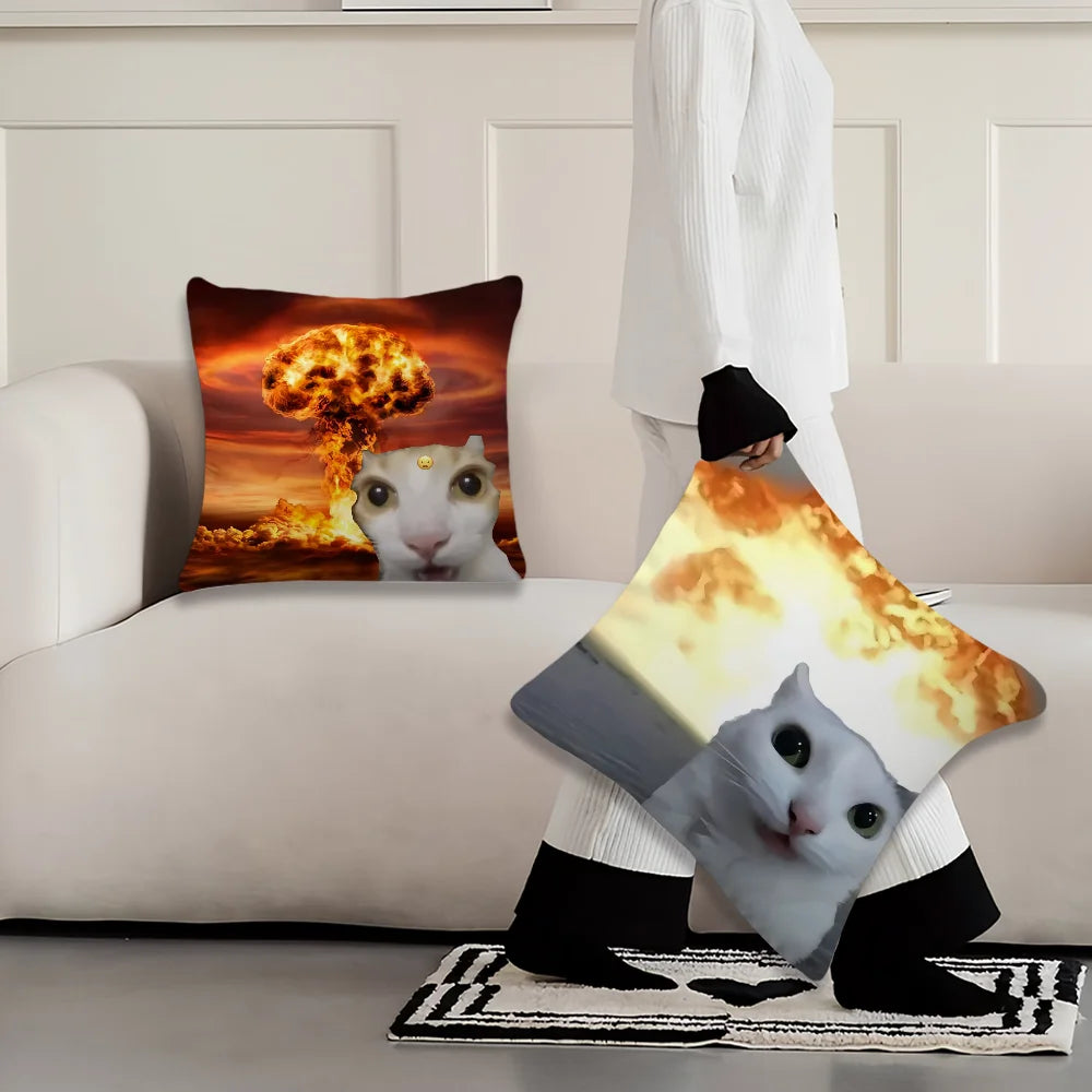 Funda de cojín cómoda y suave funda de almohada divertida de gato para sofá meme sala de estar decoración de oficina en casa y fundas protectoras
