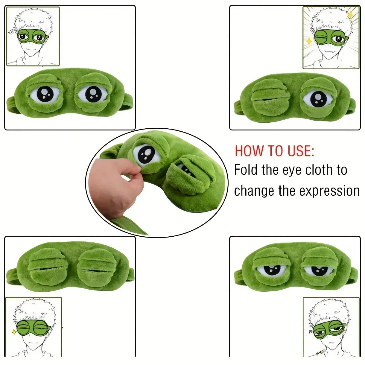 3D Frog Sleeping Mask, Natural Sleep Sunshade, for Women and Men, Creative Cartoon Design, Soft, Portable Eye Mask, Eye Patch for Travel and Office