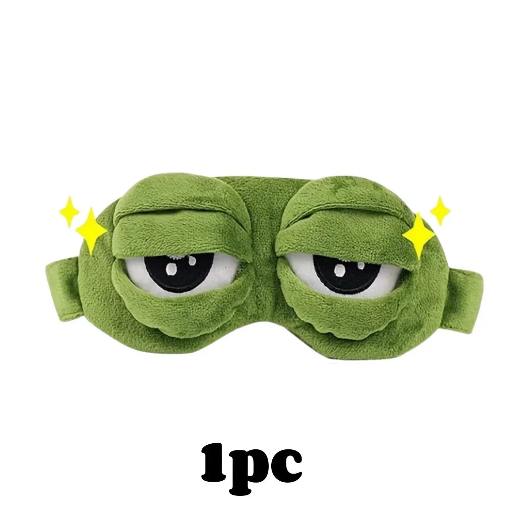 3D Frog Sleeping Mask, Natural Sleep Sunshade, for Women and Men, Creative Cartoon Design, Soft, Portable Eye Mask, Eye Patch for Travel and Office
