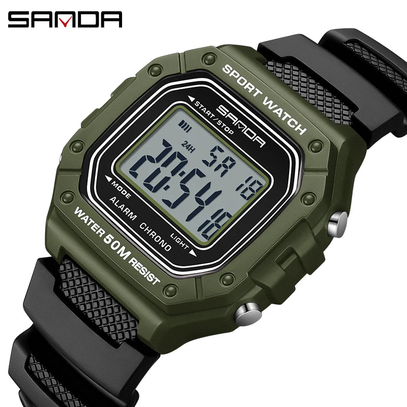 SANDA 2156 Men's Fashion Watch, Waterproof Military Sports Watches, Large Dial Army LED Digital Wristwatches, Men's Chronometers
