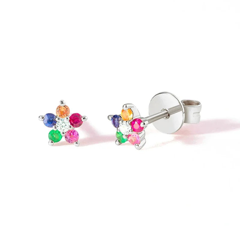 KYOUNUO-Conjunto de pendientes colgantes rellenos de oro y plata para mujer, puños para las orejas, pendientes de aro con forma de flor y mariposa de circón, joyería al por mayor - CR mark