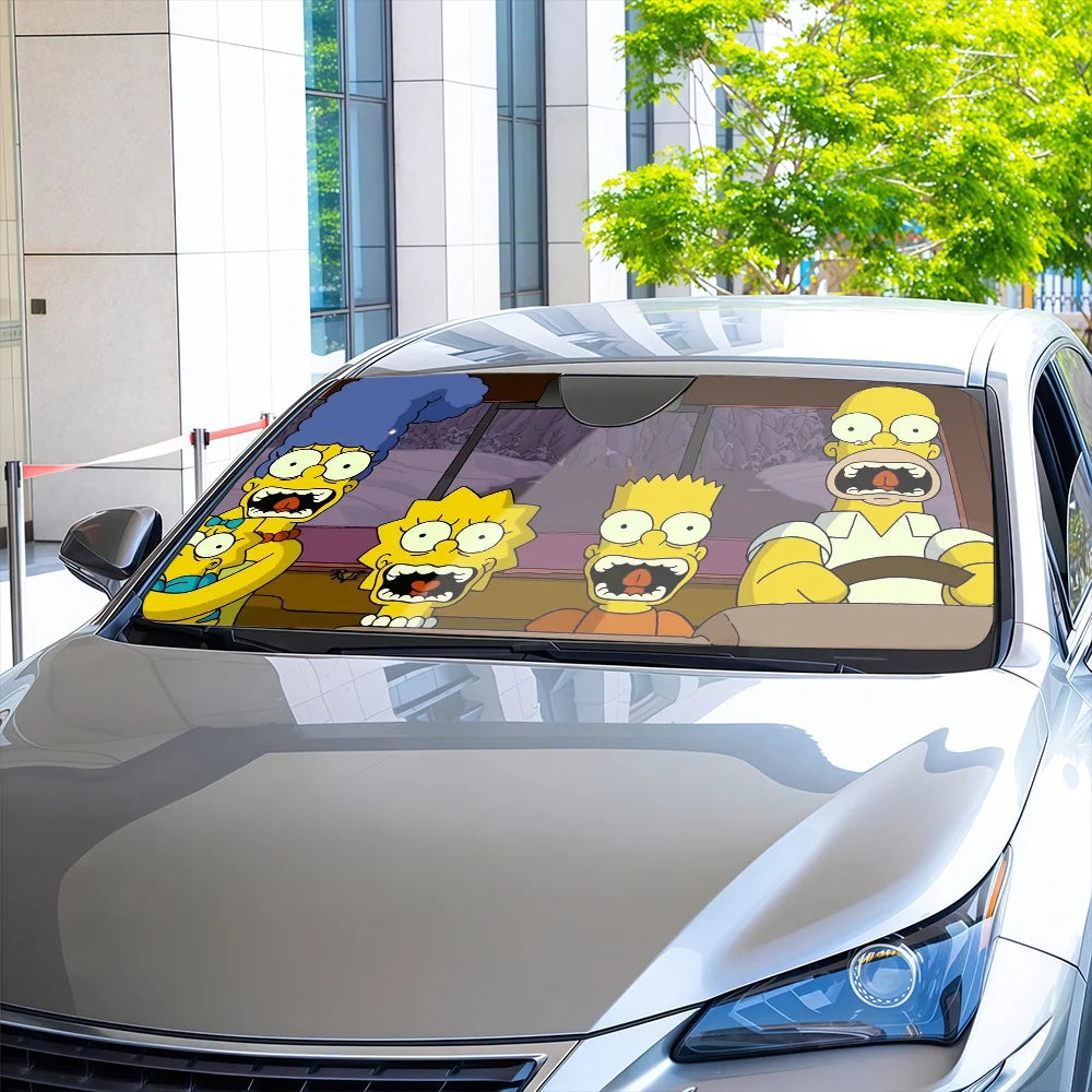 Divertido Cool S-Simpsons-es parasol de coche parabrisas Anti-UV cubierta de parabrisas de ventana de coche parasol visera automática