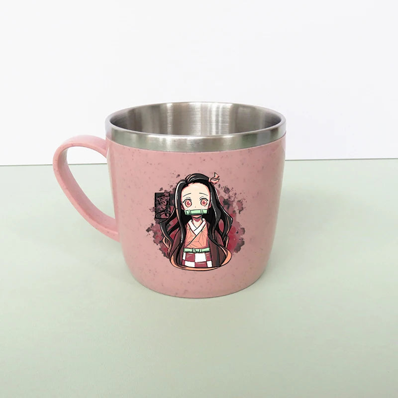 Taza de agua antiescaldado de doble capa Demon Slayer Kimetsu No Yaiba, taza de leche de acero inoxidable 304 de Anime, regalo de cristal de agua anticaída - CR mark