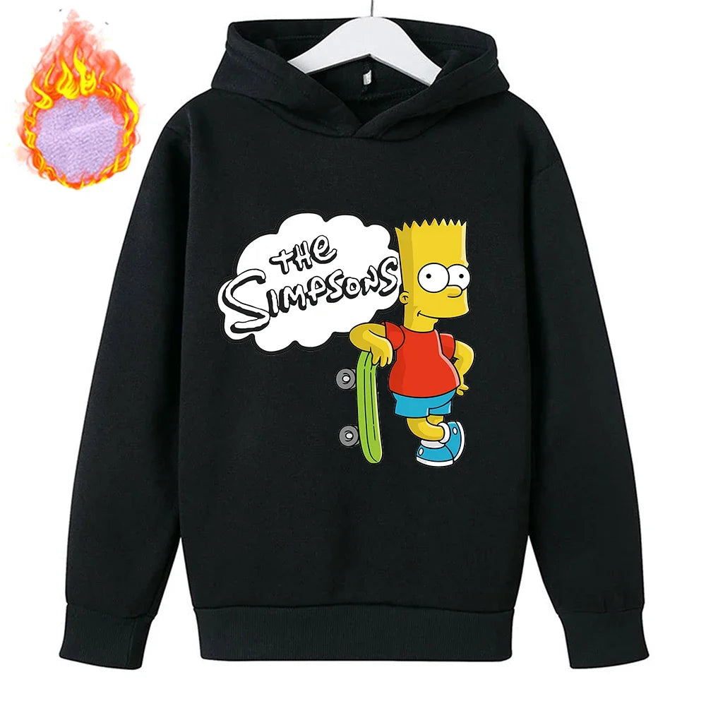 Sudaderas con capucha de Los Simpson para niños, sudadera de lana Y2k, Sudadera con capucha de felpa a la moda, ropa con patrón de Anime, regalo para niños