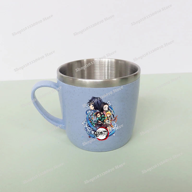 Taza de agua antiescaldado de doble capa Demon Slayer Kimetsu No Yaiba, taza de leche de acero inoxidable 304 de Anime, regalo de cristal de agua anticaída - CR mark