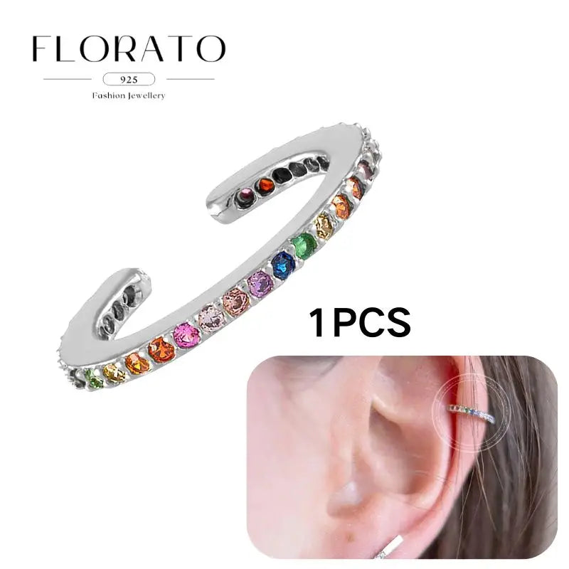 Chapado en oro de 24 quilates/925 plata cristal circón sin oreja Piercing Clips para las orejas minimalista CZ Clips para las orejas joyería de moda Popular para mujeres - CR mark