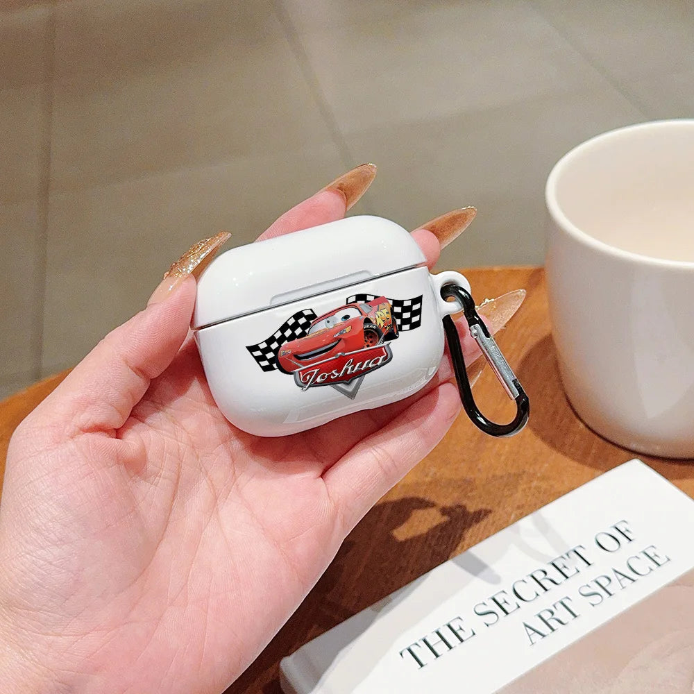 Lightning McQueen Shockproof Protective Glossy HD Hard PC Earphone Case for AirPods 1 2 3 4 Pro Pro2 with Metal Hook