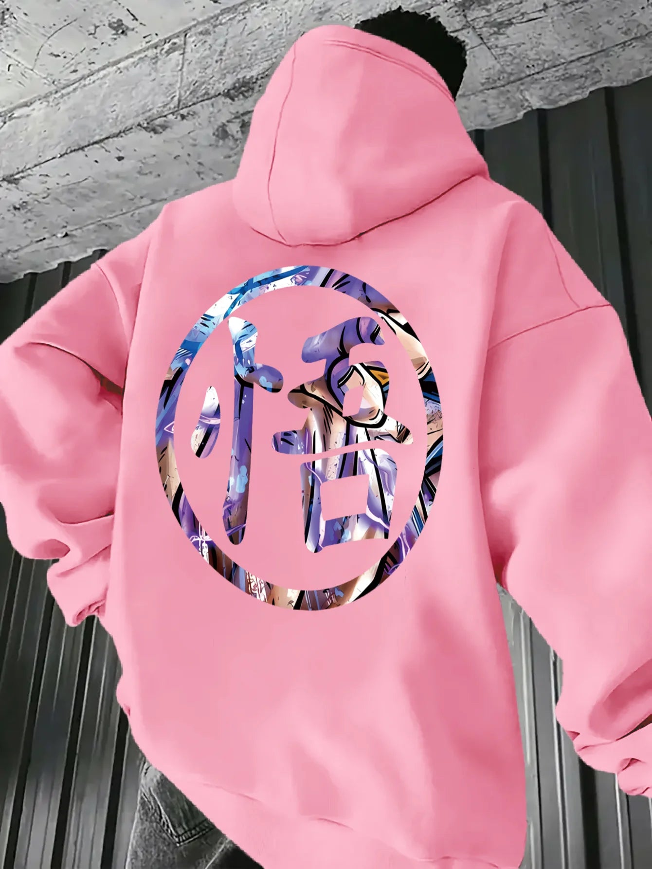 Men's Light Blue Japanese Anime Manga Graphic Hoodie - Casual Dragon and Ninja Print Pullover, All-Season Comfort