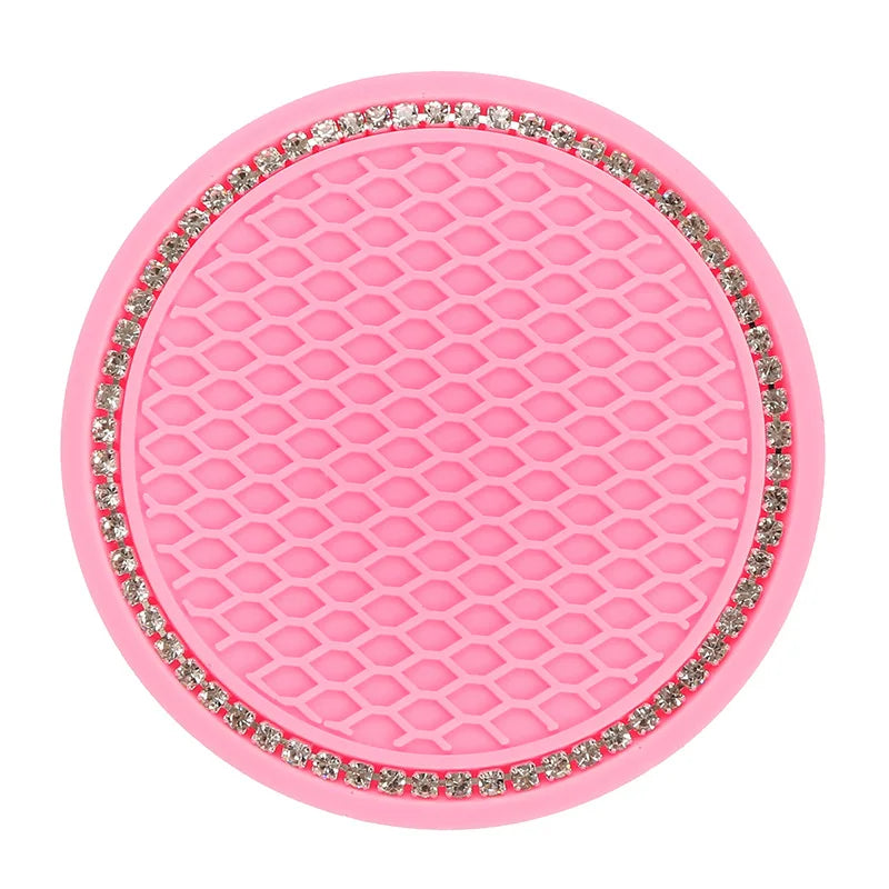 Car Water Cup Holders, Rhinestone Non-Slip Rubber Mat for Bottle Holders, Coasters, Non-Slip Cup Holders for Car Interior