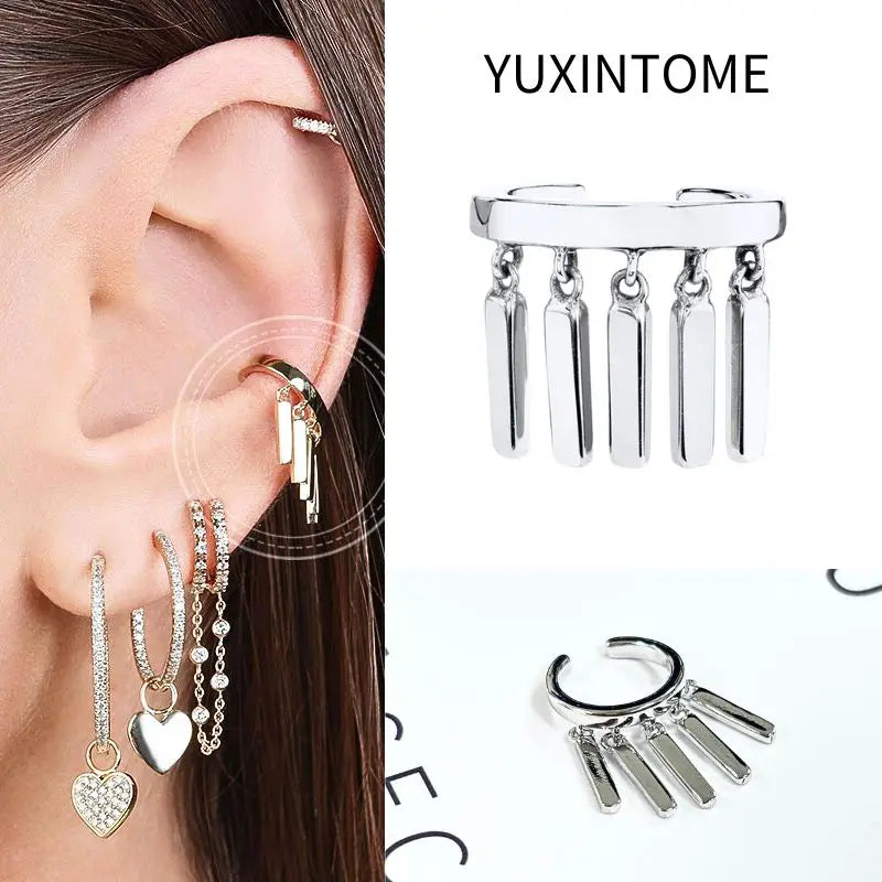 Pendientes chapados en oro de 24K para mujer, aretes con Clip de piedra de circón de cristal, joyería de lujo en forma de C, bisutería, 1 ud. - CR mark