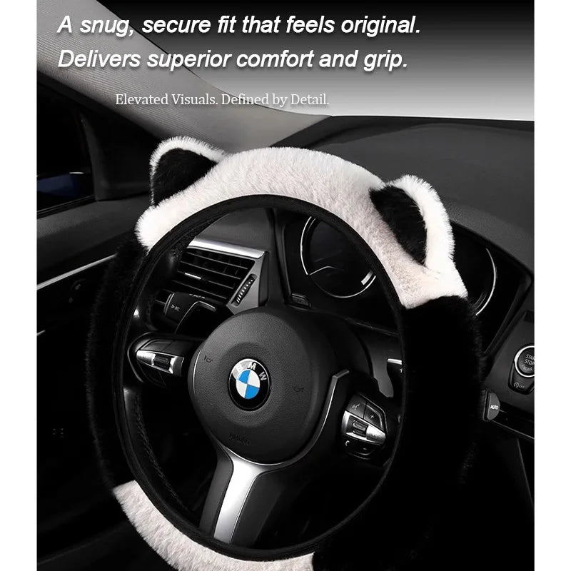 38cm Car Steering Wheel Protector, Cute Warm Plush Non-Slip Car Steering Wheel Cover, Interior Accessories Multicolor