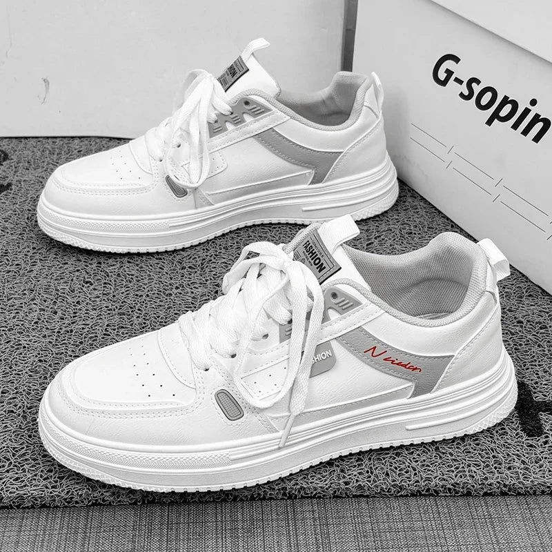 Men's Skateboarding Shoes, Breathable Running Sneakers, White, Casual Brand