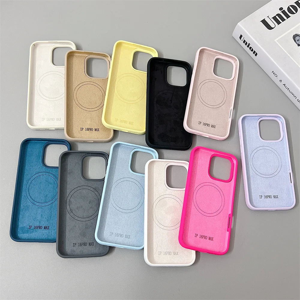 Official Original Liquid Silicone Phone Case for iPhone 16 15 14 13 12 Pro Max Magsafe Magnetic Wireless Charging Cover