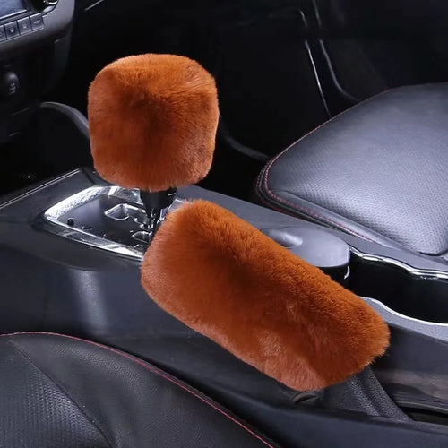2 piezas de cubierta de freno de mano de felpa para coche, cubierta de perilla de cambio, cubierta de freno de mano de felpa para coche de otoño e invierno, cubierta de freno de mano suave y cálida