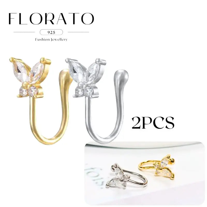 Chapado en oro de 24 quilates/925 plata cristal circón sin oreja Piercing Clips para las orejas minimalista CZ Clips para las orejas joyería de moda Popular para mujeres - CR mark