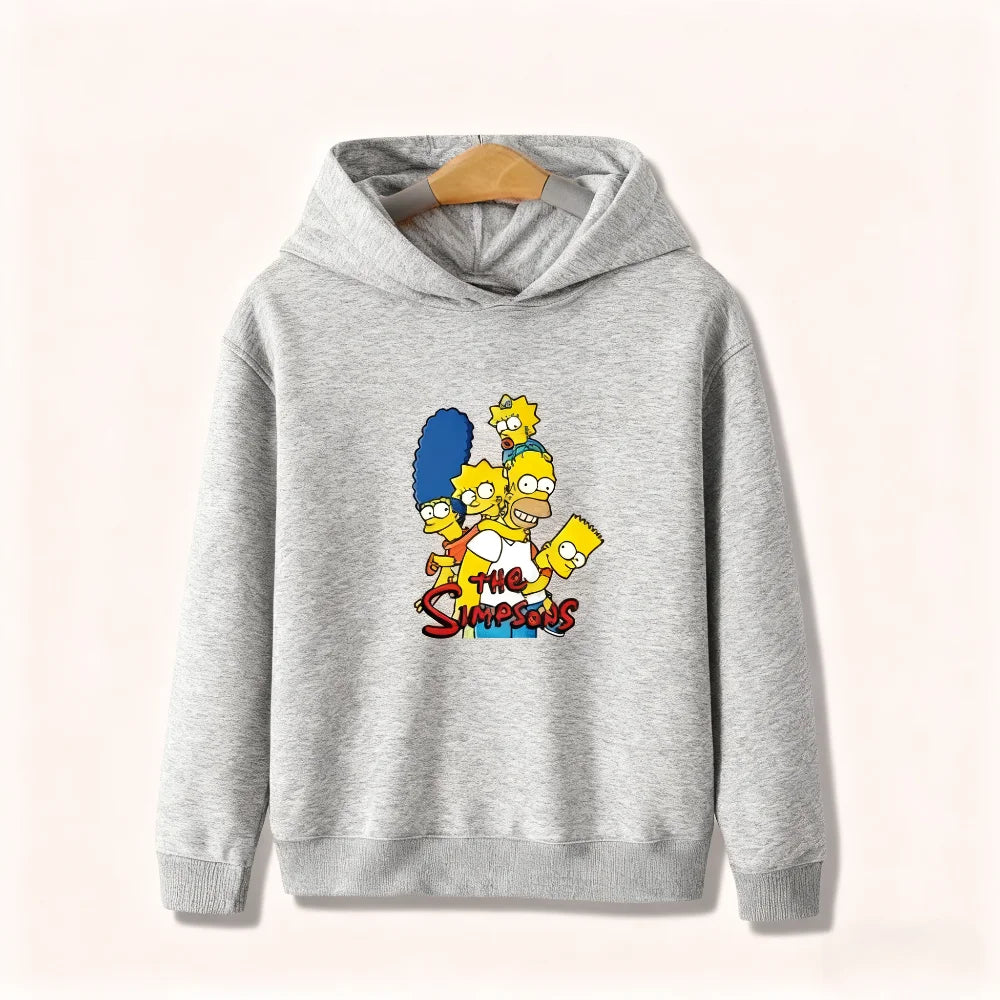 Ropa deportiva infantil de dibujos animados de Simpsons para hombres y mujeres, top cálido con capucha para niños a juego para otoño e invierno