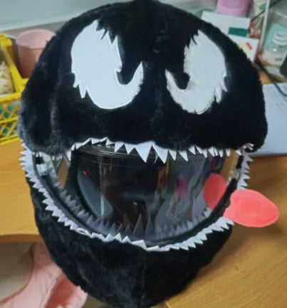 Cubierta protectora para casco, conjunto de felpa esponjosa de dibujos animados para motocicleta, funda protectora de cara completa, especial de seguridad para motocicleta - CR mark