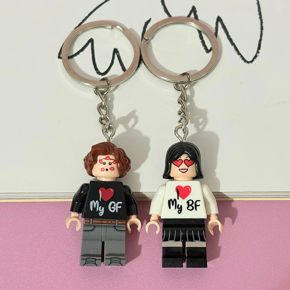 Juego de llaveros hechos a mano I Love My Boyfriend/Friendly, llavero con colgante de figura bonita para mochila, regalo para pareja, accesorios de Cosplay - CR mark