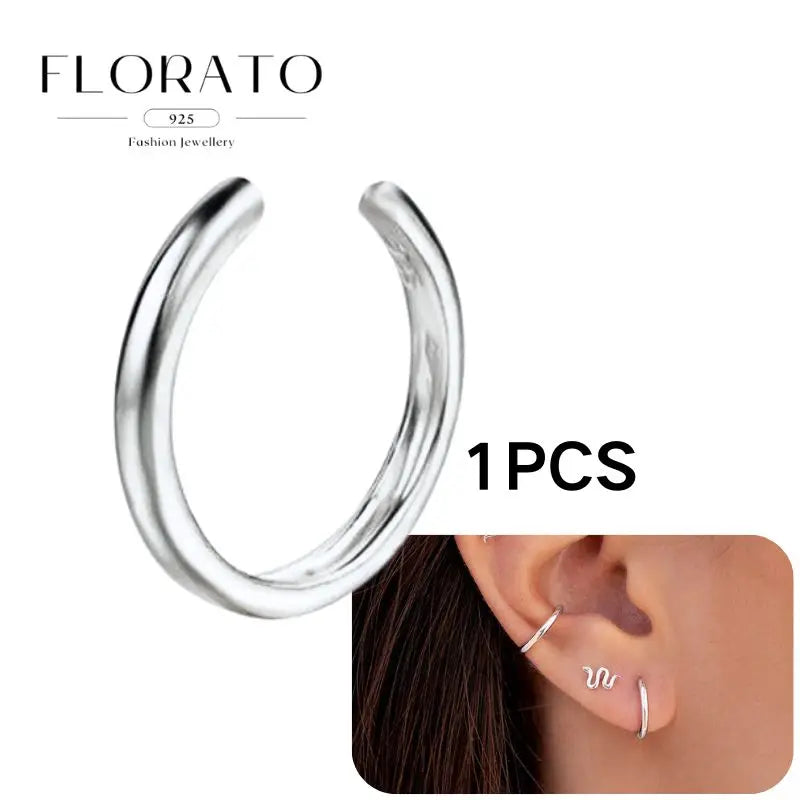 Chapado en oro de 24 quilates/925 plata cristal circón sin oreja Piercing Clips para las orejas minimalista CZ Clips para las orejas joyería de moda Popular para mujeres - CR mark