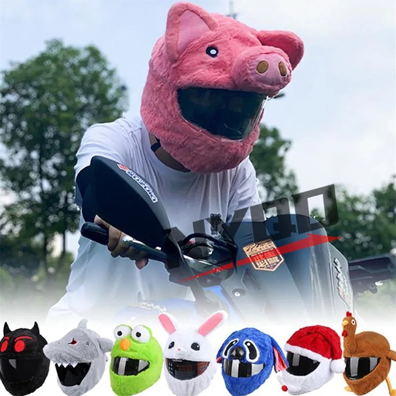 Cubierta protectora para casco, conjunto de felpa esponjosa de dibujos animados para motocicleta, funda protectora de cara completa, especial de seguridad para motocicleta - CR mark