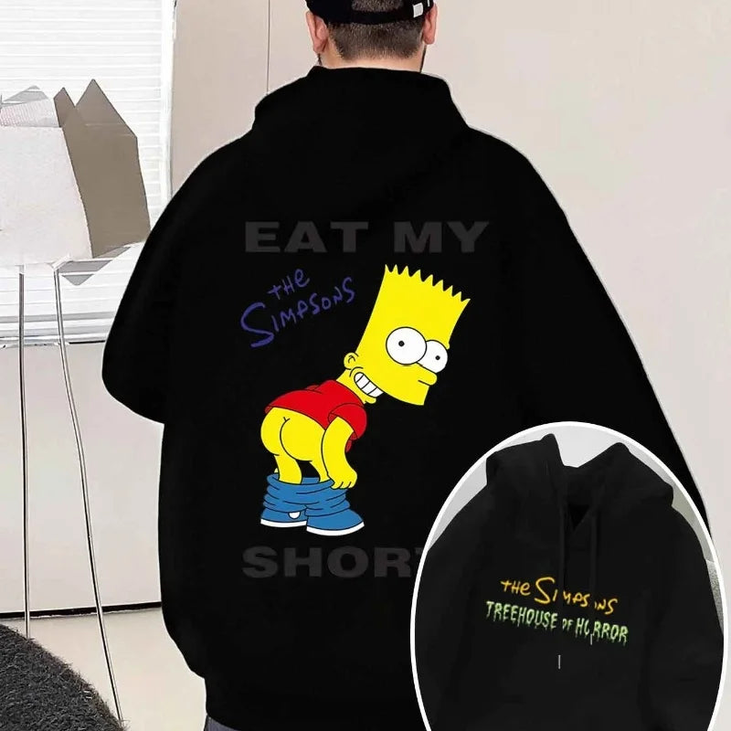 Sudadera con capucha Disney Simpson Burger para Otoño/Invierno 2025, sudadera con capucha 100% algodón holgada informal de moda Unisex