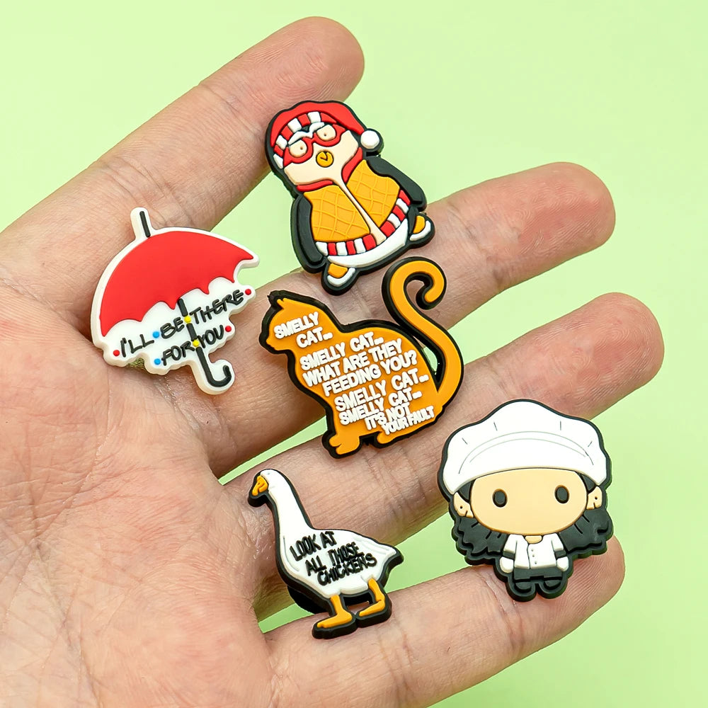 1-28 Pcs PVC Friends Shoe Charms for Women and Men Rachel Monica, Classic American Movie Clog Buckles for Sandals, Shoe Decoration Pins