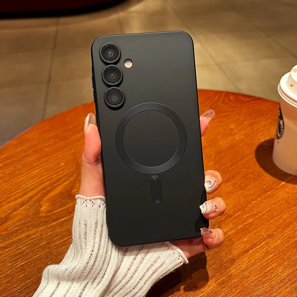 Funda suave de TPU mate para Samsung Galaxy A56 A55 A54 A36 A35 A16 A15 5G A26 S25 Edge S24FE S24 S23 S21 Ultra Plus FE Magsafe - CR mark