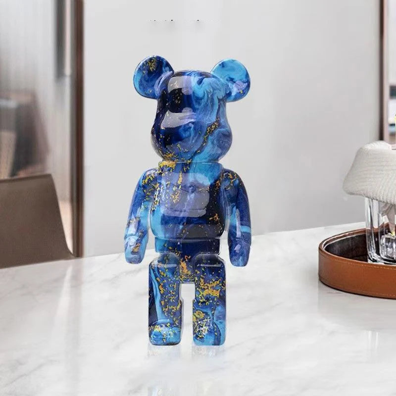 27cm/10 inch Graffiti Bear Figurine, Home Decor, Abstract Animal Ornament, Money Jar, Modern Sculpture for Room, Table Decoration