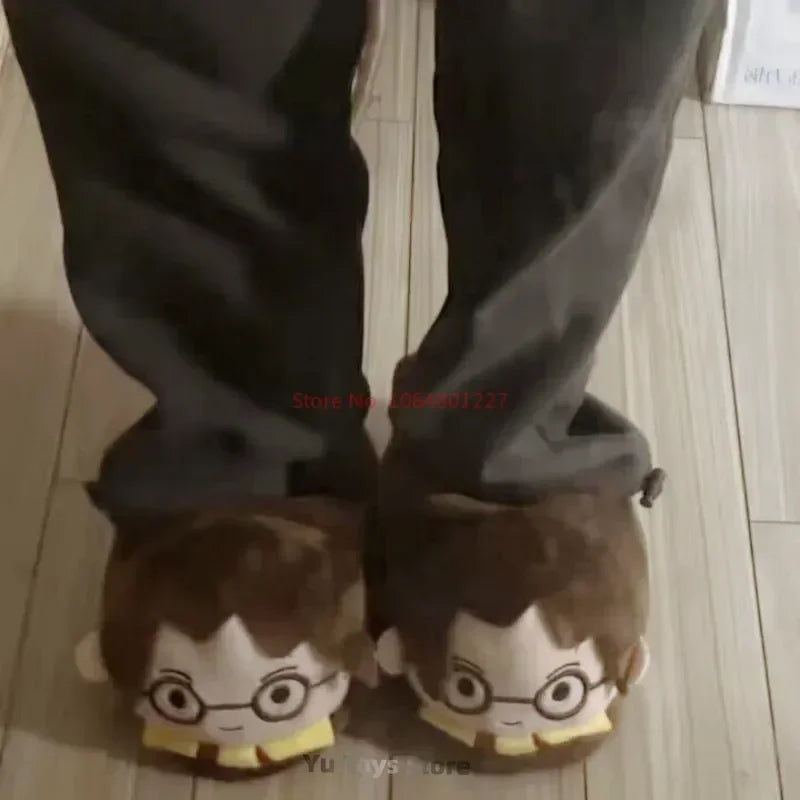 Cute Harry Potter Warm Thick Plush Winter Cotton Slippers, Potter Couple Indoor Breathable Shoes, Surprise Gift