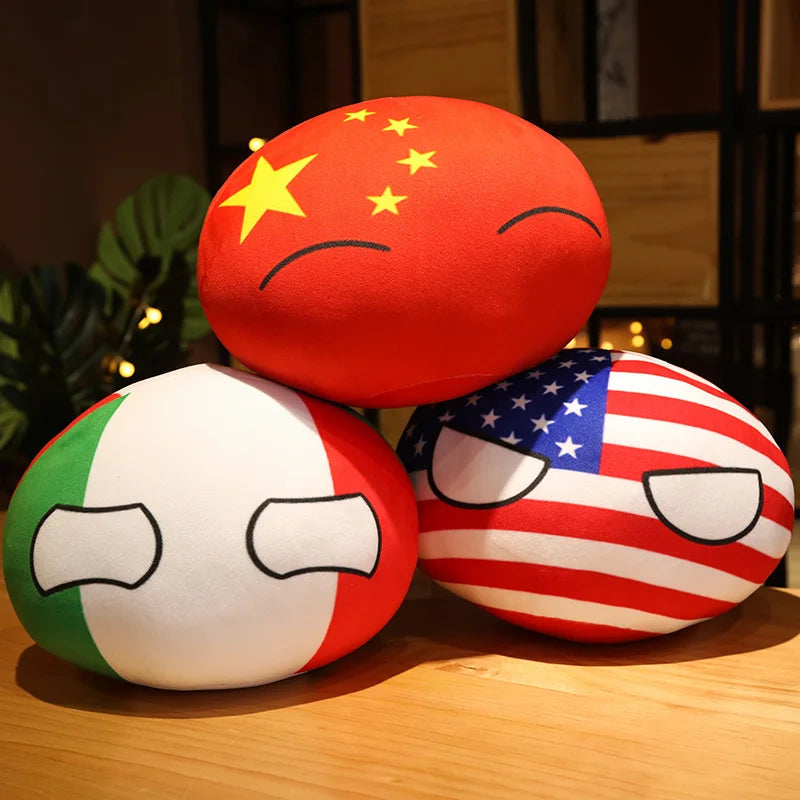 Polandball-juguetes de peluche de 10-40cm, Countryball, URSS, EE. UU., Francia, Rusia, Reino Unido, Japón, Alemania, CANANDA, Italia, muñeca Kawaii, almohada, lindo regalo para niño - CR mark
