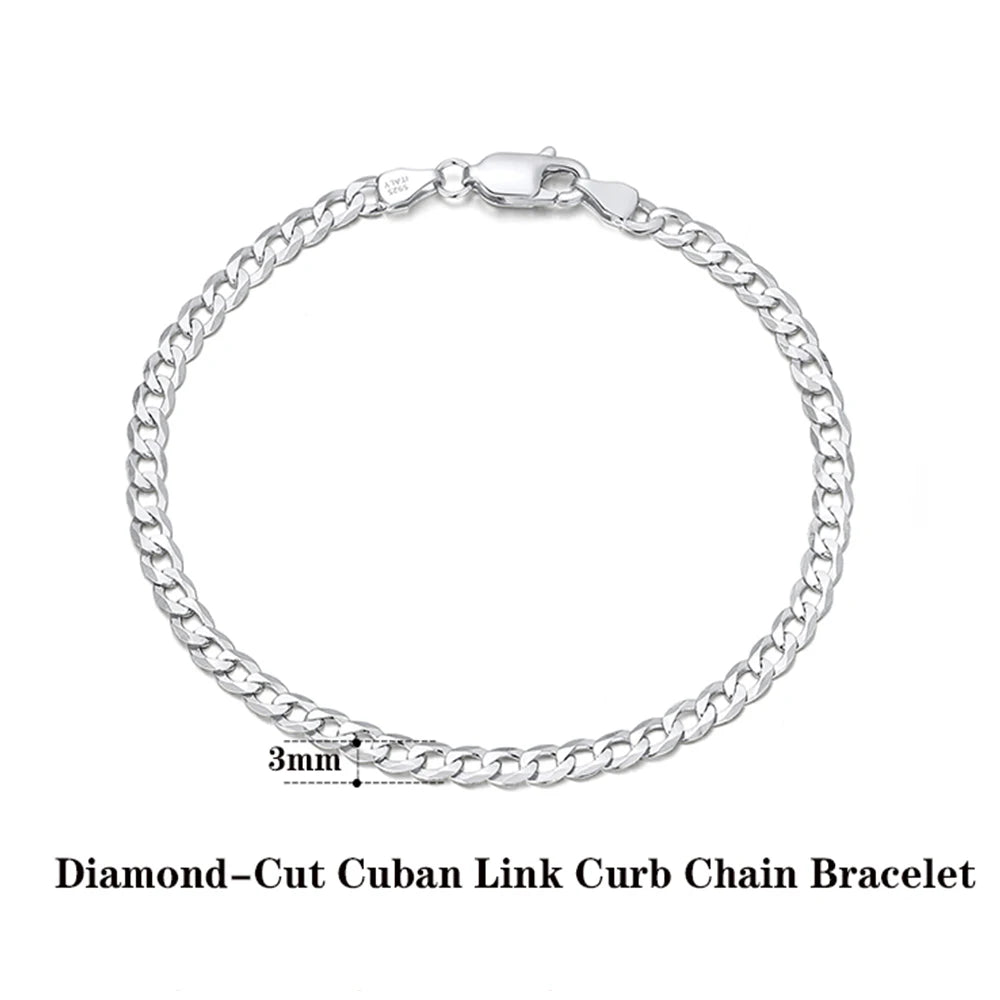 Rinntin-collar de cadena de eslabones cubanos con corte de diamante italiano para hombre y mujer, oro de 18 quilates, más de Plata de Ley 925, 3mm/5mm, joyería SC60 - CR mark