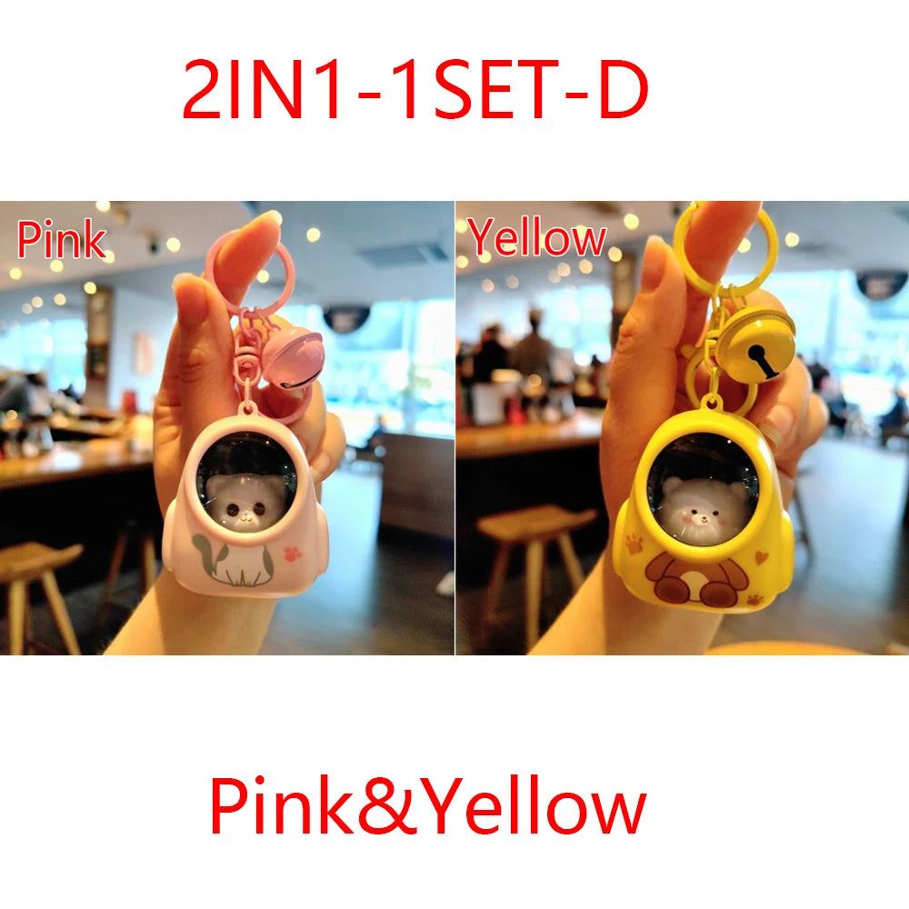 Cute Glowing Bear Keychain, Light Up Cat Night Light, Starry Sky Backpack Keychain, Lovely Handbag Keychain for Mobile Phone, Pendant Gifts