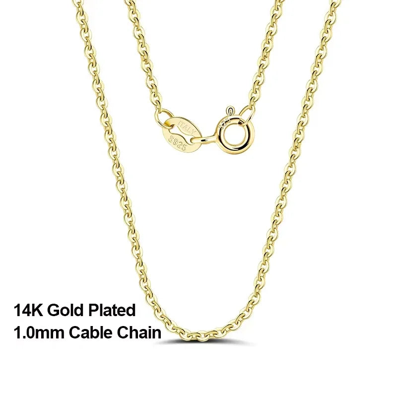 Rinntin-collar de cadenas de eslabones de Cable para mujer, de Plata de Ley 925 de oro de 18K, accesorios de cadena de cuello fino, joyería SC06 - CR mark
