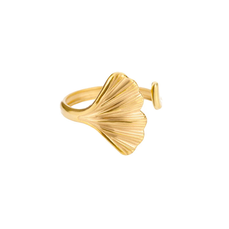 Anillos de concha de acero inoxidable 316L para mujer, anillos abiertos ajustables de Color dorado, joyería femenina, regalos de bodas, nueva moda