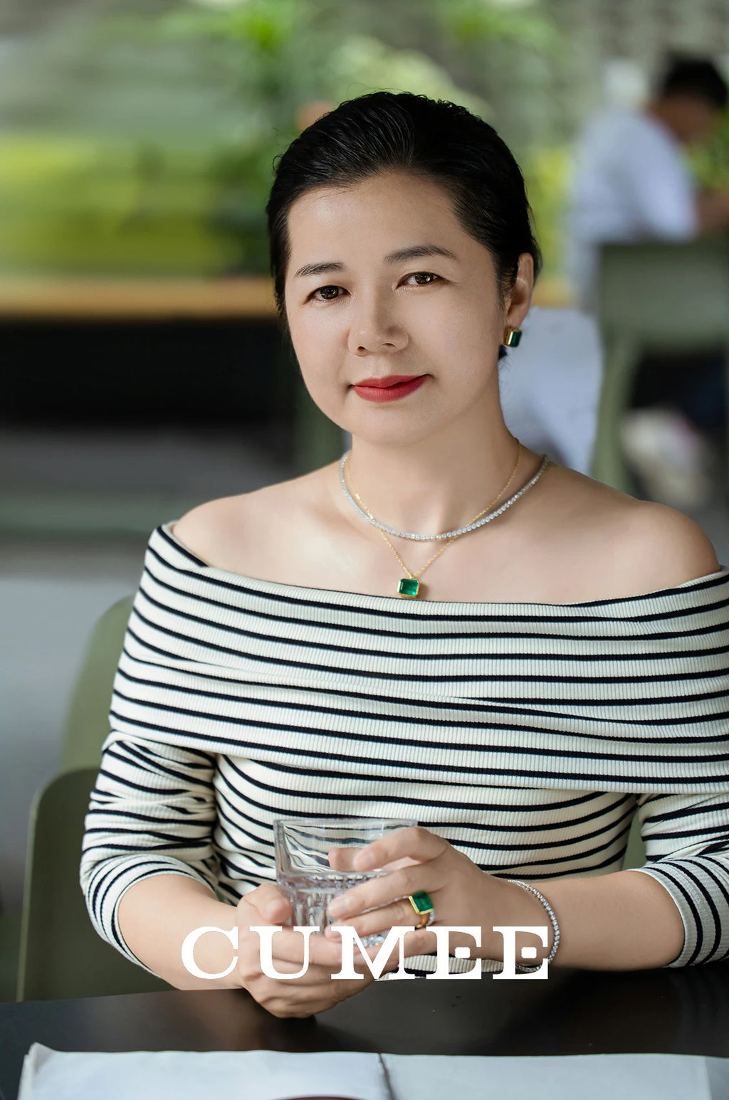 CUMEE Conjunto de joyería de plata 925 personalizado, pendiente de Esmeralda sintética cultivada para joyería de mujer, chapado en oro amarillo de 18 quilates - CR mark