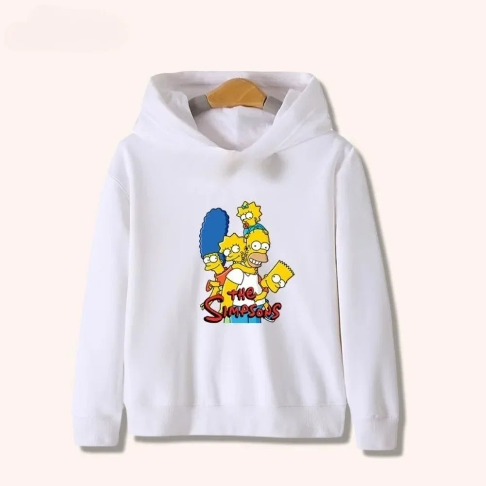 Ropa deportiva infantil de dibujos animados de Simpsons para hombres y mujeres, top cálido con capucha para niños a juego para otoño e invierno