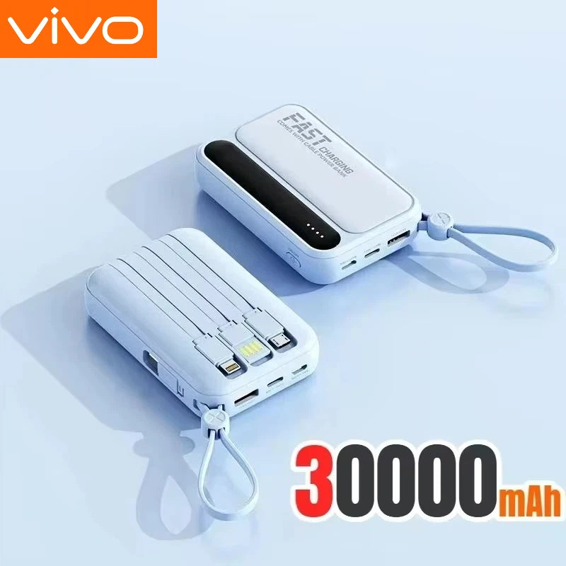 VIVO 500000mAh High Capacity Portable External Battery with Super Fast Charging and 4 Built-in Cables for All Phones