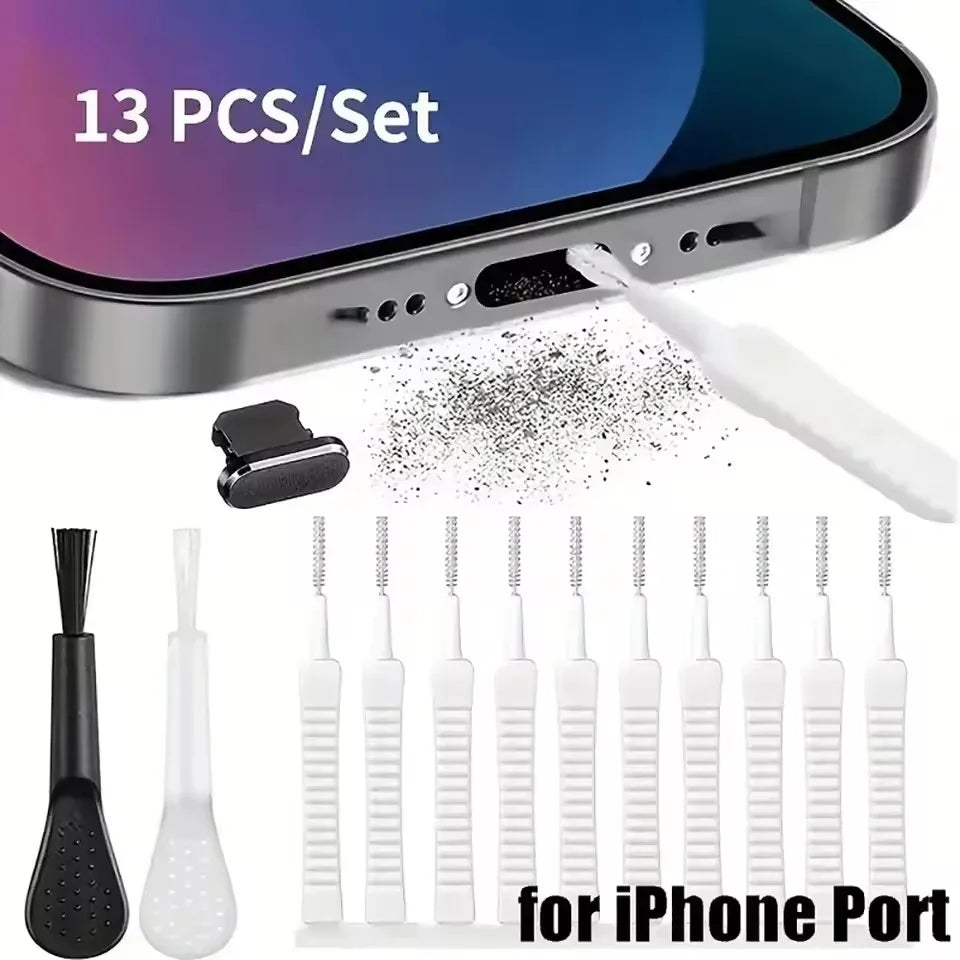 Mobile Phone Speaker Charging Port Cleaning Kit, Dust Plug for iPhone 16 15 14, Earphone Cleaning Kit, Brush for Samsung Xiaomi